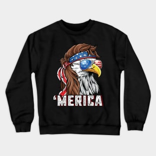 Merica USA American Flag Patriotic 4th of July Bald Eagle Crewneck Sweatshirt